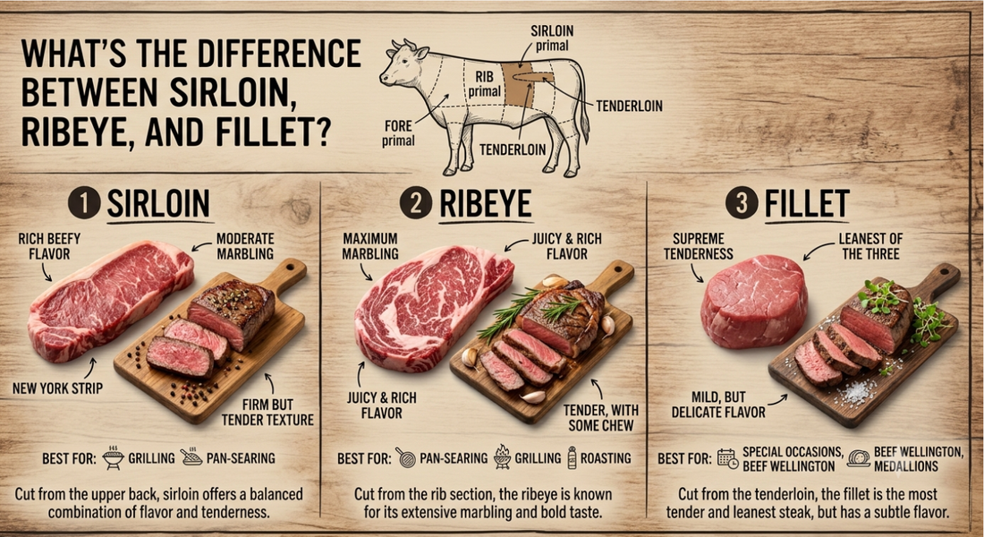 What's the Difference Between Sirloin, Ribeye and Fillet?