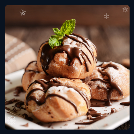Profiteroles with chocolate sauce